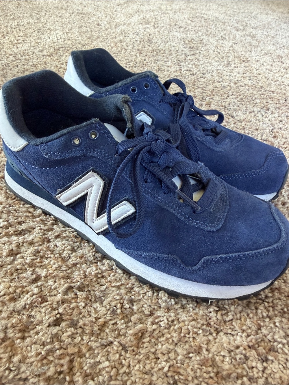 New Balance Navy and White Suede Sneakers